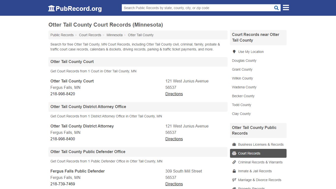 Otter Tail County Court Records (Minnesota) - Public Record