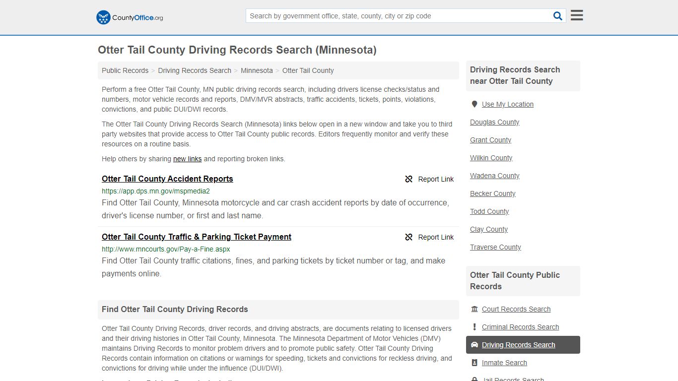 Driving Records Search - Otter Tail County, MN (Accident ...